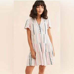 Anthropologie Striped Pink and Blue Dress